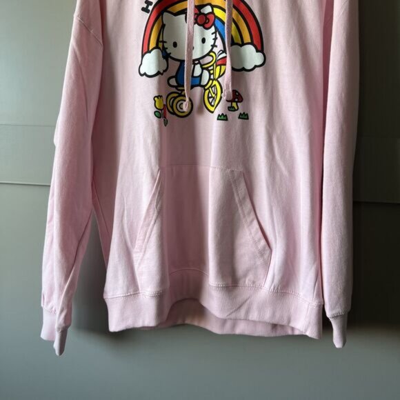 Hello Kitty Hoodie Womens Large Rainbow Graphic Pullover Sweatshirt Sanrio Cat - Picture 3 of 14